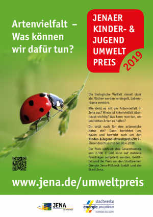 Plakat Kinder-& Jugend-Umweltpreis 2019 mit Marienkäfer