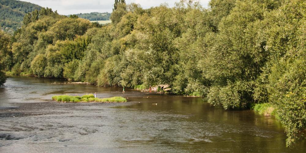Blick von der Camsdorfer Brücke auf die Saale
